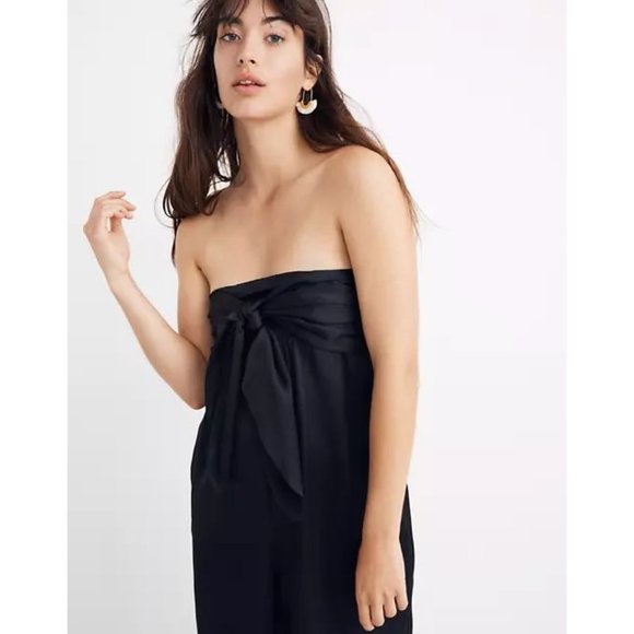 MADEWELL Black Strapless Tie-Front Jumpsuit 4 NEW - Picture 12 of 14